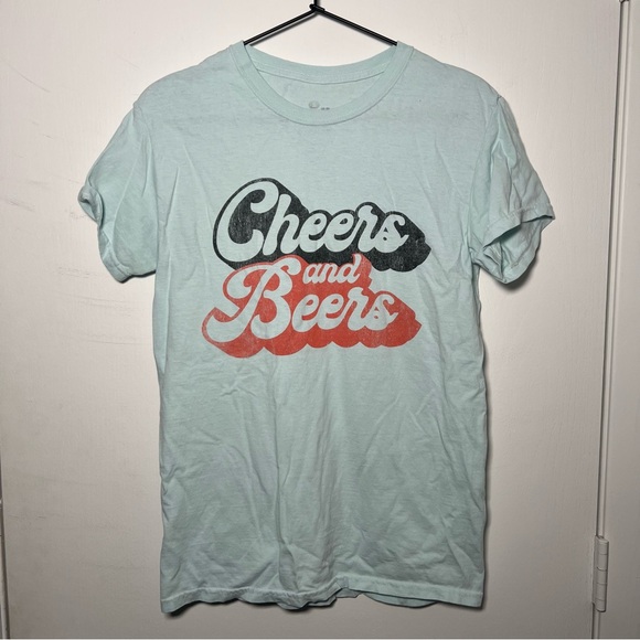 Cheers & Beers Light Blue Classic Short Sleeve T Shirt - Picture 1 of 4
